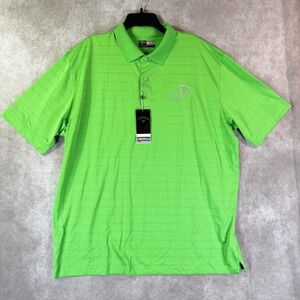 Callaway Polo Shirt Men XXL Lime Green Vented Opti-Dri Golf Performance Embroid